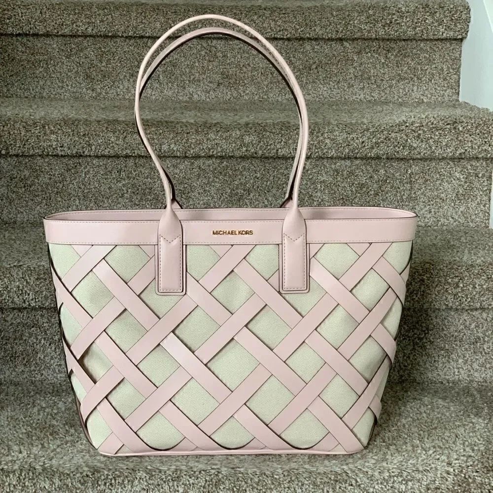 Michael Kors Sienna Leather with Canvas Large Tote